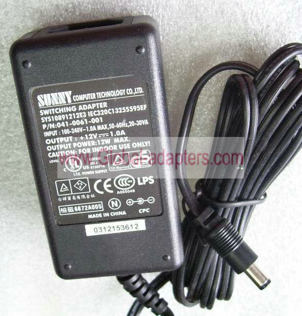 NEW Sunny SYS1089-1212-T3 041-0061-001 12v 1A SYS10891212T3 ac adapter 5.5*2.5mm
